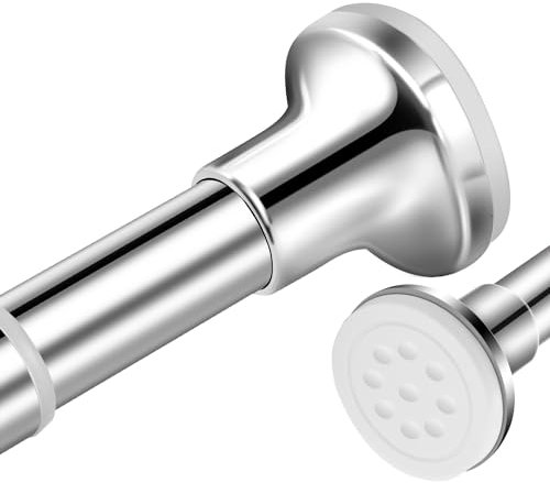 Shower Curtain Pole Adjustable 100-180 cm, 2.5 cm Diameter Spring Tension Shower Pole No Drilling Non Slip, Brushed Nickel