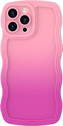 miyonsin Coque Silicone pour iPhone 7 / iPhone 8 / iPhone SE2, Qualité Supérieure Protection Étui Housse Anti-Chocs, Housse Femmes Filles Mignon Couleur Pure Cadre Ondulé Bouclé Coque, Rose Rouge