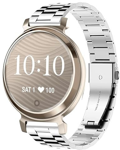 Blueshaweu Compatible for Garmin Lily 2 Band, Quick Release Stainless Steel Metal Replacement Straps Compatible for Garmin Lily 2 Smartwatch (Silver)