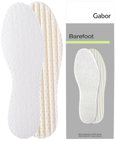 Gabor Barefoot Barfußsohlen aus 100% Baumwolle Frottee Einlagen gegen Schweiß und Gerüche Feuchtigkeitsaufnahme für anhaltende Frische den ganzen Tag, Latexdämpfung, 1 Paar, waschbar, Größe 36-42