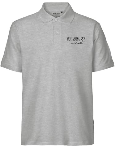 Huuraa Herren Polo Shirt Wolfsburg verliebt Geschenk | Bio Baumwolle Fairtrade Kurzarm Poloshirt Geschenkidee Männer Polohemd