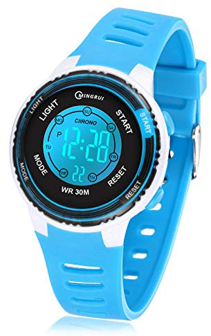 Juboos Kinder Digitaluhren,7 Farben LED-Licht Kinder Sport Armbanduhr Jungen Wasserdicht Kinderuhr mit Alarm Stoppuhr,Kinderuhren Outdoor Armbanduhr für Jungen Mädchen 5-18