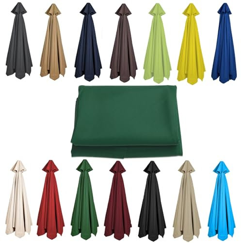 200CM 2.7M 300CM Umbrella Replacement Parasol Canopy, UV50+, Waterproof, 6/8 Ribs Sun Umbrella Replacement Cloth Garden Canopy Cover Replacement Cover(Color:Green,Size:8 ribs-3m(9.8ft))