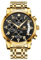 OLEVS Goldene Herrenuhr Chronograph Elegnt Edelstahl Herren Armbanduhr Schwarz Zifferblatt Groß Analog Uhren Männer Leuchtend mit Datum Wasserdicht Herrenarmbanduhr Metallarmband Geschenke für Männer