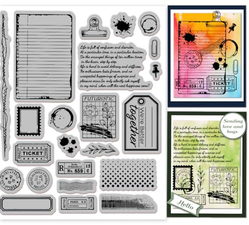 GLOBLELAND Vintage Postkarten Hintergrund Selbstklebender Gummistempel 8.7X7 Etiketten EVA Stempel Prägestempel Siegel Für DIY Scrapbooking Und Kartenherstellung Papierbasteldekor