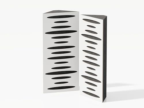 2 Pack — Narrow Acoustic Corner Bass Trap | Diffusion - Reflection - Soundproofing | Size: 50x23cm | Color Perforated Plates: (White, Pulse-mini)
