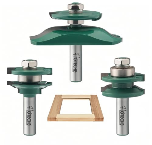 Hoteche 3-teiliges Schrankmesser-Set, 41.3mm halbes Hirnholz-Planfräsmesser, 88.9mm Umfangsfräsmesser Holztür, 12mm Schaft, grünes Messer, inklusive Sechskantschlüssel - Oberfräsen Zubehör.