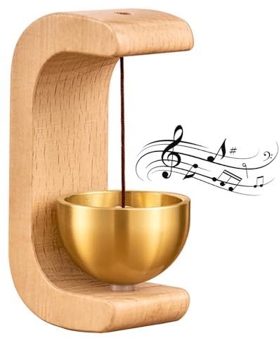 Magnetic Door Chime Bell, Wooden Shopkeepers Bell for Door Opening | Beech wood and brass design creates a pleasant chime sound, with magnetic and adhesive mounting for doors, shops and home