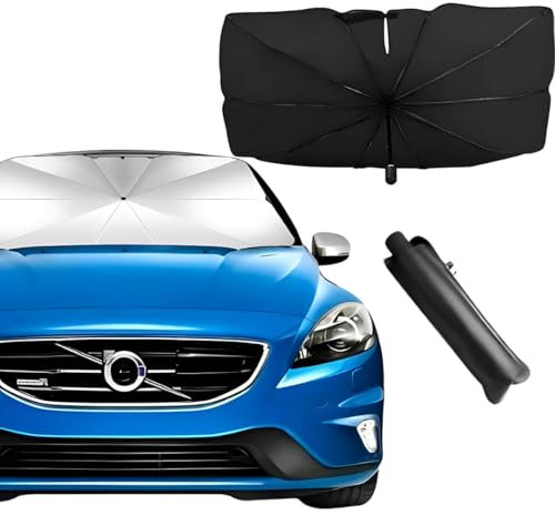Parasol Coche Delantero Plegable 125x65cm, para Sol Paraguas Coche Pequeño, Tapa Sol Coche, Protección +99%, Fácil de Usar y Almacenar