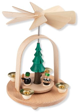 Holzwaren Egermann Erzgebirge - „Pyramide mit DREI Bergmännern- Zauberhafter Blickfang für Ihre Weihnachtszeit & weihnachtlicher Charme in ihrem zu Hause -ca 18 cm hoch - Made in Germany