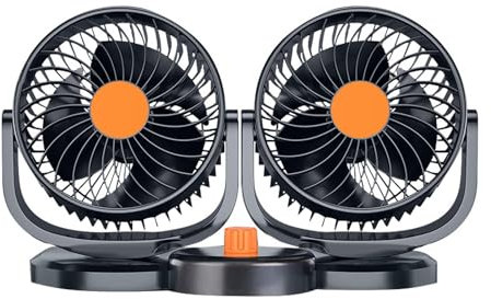 HUANGENG Ventilateur USB pour voiture - Double tête rotative - 3 vitesses - ABS - Trois vitesses