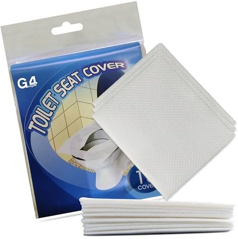 G4GADGET 10PCS Disposable Toilet Seat Covers, Flushable & Biodegradable for Kids & Adults, Travel-Friendly Public Restroom Protector, Ideal for Camping, Airplane, and Potty Training