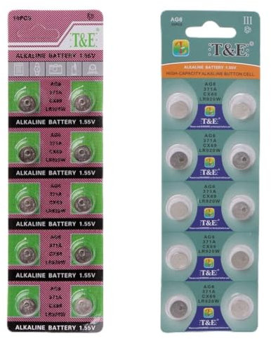 CVZJ 10 Pieces AG6 Alkaline Battery 1.55V Button Coin Cell 371 SR920SW LR920 SR927 171 370 L921 LR69 SR920 Watch Batteries