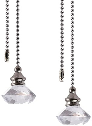 Extensión de cadena de luz, 2 cadenas de 50 cm para ventilador de techo de cristal, cable de interruptor de ventilador de luz de techo, cable de tracción de peso para luz de baño e inodoro