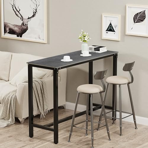 Moderner Bartisch aus schwarzem und grauem Marmor: 120 cm langer gesinterter Stein, Thekenhöhe, Tisch für Zuhause, Küche, Esszimmer, Kneipe, Büro, Wohnung