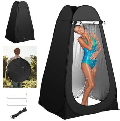 Vinteky Tente de Douche Pliage Pop Up Cabine de Changement Toilette Vêtement Portable Tente Privée Douche Camping Abri de Plein Air Vestiaire Extérieure Intérieure+Sac de Transport (Noir)