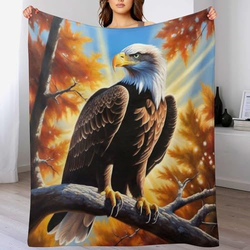 Adler Decke Wohndecke Warm & Kuschelig, Überwurf Ideal Für Draußen, Camping, Couch, Bett, Reisen – Wolldecke 130×150cm