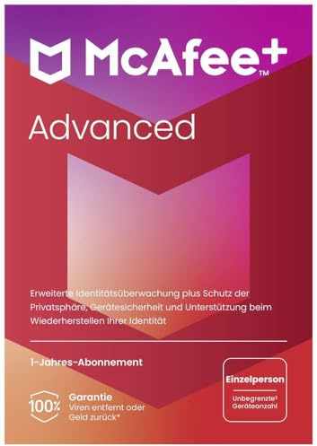 McAfee Advanced - Individual Jahreslizenz, 1 Lizenz Windows, Mac, Android, iOS Antivirus