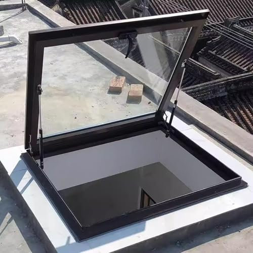 Botola sul Tetto Botola di Manutenzione per Lucernario Antipioggia, Botola di Accesso al Tetto con Vetro Rinforzato, Coperchio per Botola per Soffitta con Finestra Panoramica Personalizzata(20x20in(51