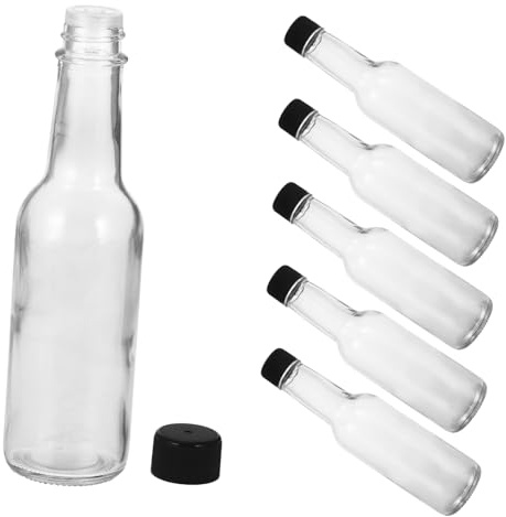 DONFAMDS 150ml Glass Sauce Bottles 6pcs with Tight Seal Lids for Tomato Sauce and Curry Storage, for Outdoor and Commercial Use