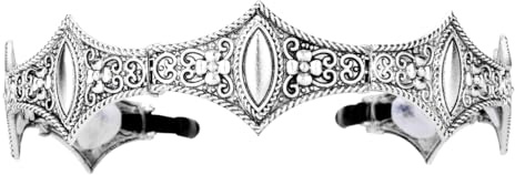DDazzling Medieval Metal Crown Headband, Non-Slip Decorative Hairband for Halloween Cosplay, Wedding, Theater (Sliver)
