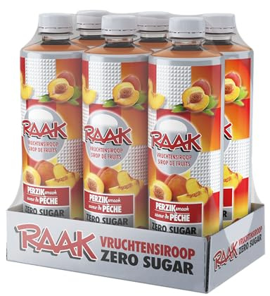 RAAK Sirop Pêche ZERO SUCRE | 6x750ml = 180 Verres | 1 kcal/Verre | Parfait Régimes & Familles | Qualité Européenne Premium