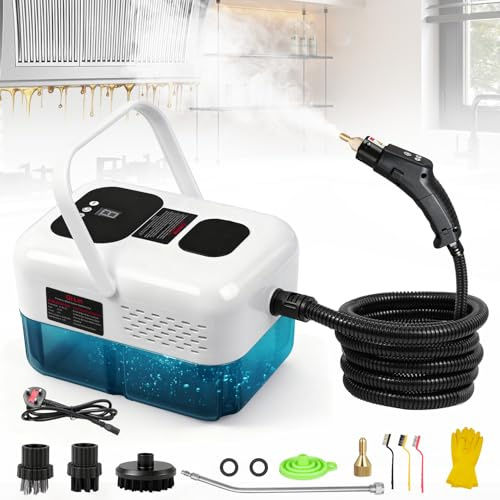 wowspeed 2500W Handheld Steam Cleaner with 3 Brush, 1200ml Water Tank High Temperature Steam Cleaning Machine 9-Level Adjust, Portable Handheld Steam Cleaner for Car Kitchen Bathroom Floor Detailing