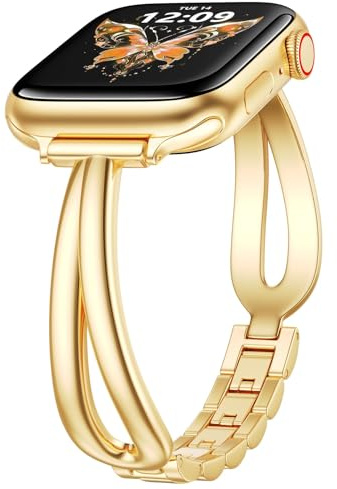 VISOOM Metall Armband für Apple Watch 38mm 40mm 41mm 42mm 44mm 45mm 46mm | Slim Dünn Metallarmband Damen, Elegant Schmuck Armbänder für iWatch SE Series 11 10 9 8 7 6 5 4 3 2 1