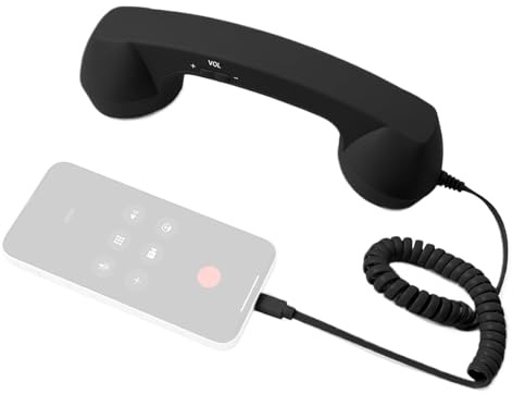 Retro Phone Adapter - Type-C Cell Phone to Landline Converter, Classic Electronics Accessory with Built-in Microphone, Automatic Calling Device for Office Travel Kitchen Bedside, Electronics Accessory