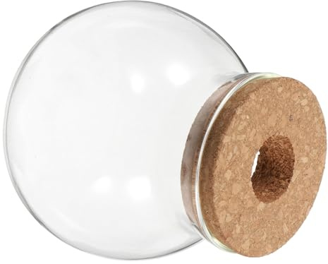 Hohopeti Transparentes Rundes Glas Terrarium mit Korkdeckel Mikrolandschaft ökoflasche für Wasserpflanzen Platzsparend Hohe Klarheit Geeignet für Farne Sukkulenten Luftpflanzen Dekoratives