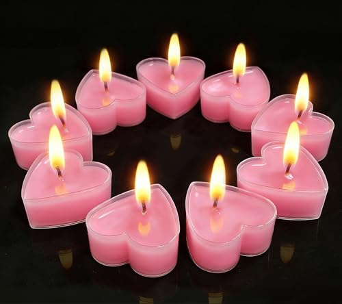Jerhyun 9 Stück Herzkerzen, Rosa Romantische Herzförmige Kerzen– Duftfrei | Kerze Herz Hergestellt Geeignet für Dekorative Valentinstag, Geburtstage, Hochzeiten und Partys