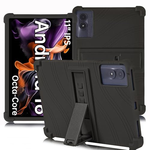 ATOOZ for TABWEE T50/T90/W90 11 Inch Tablet Case 2025,Soft Silicone Kids Case for SVITOO P11/Apolosign/Apolomedia/RebotAi B11 Tablet 11 inch with Adjustable Stand (Black)