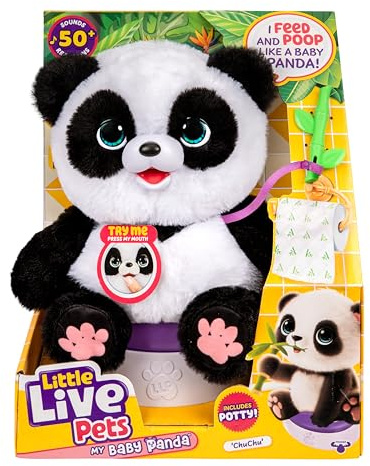 Little Live Pets My Baby Panda - Potty and Bamboo Included in Set - 50+ Sounds - Interactive Toy for Children 4+