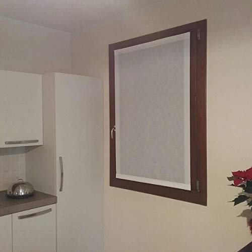 mauro Tende A Pannello CONFEZIONATE per Finestra E PORTAFINESTRA A Vetro – Larghezza cm 40-45-50-60-65-70-80-85-90- Pannello CONFEZIONATO+Profilo in Alluminio VELCRATO + Peso Inferiore (40X135 cm)