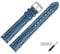 MARBURGER Uhrenarmband 20mm Leder Blau Silber XL Hai Prägung Mit Naht - Montage Set 6822050000120