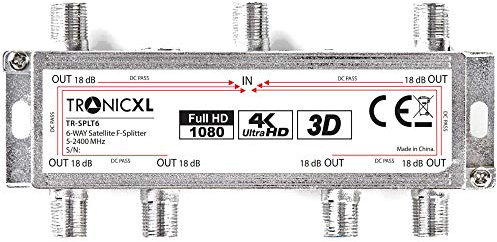 TronicXL Digitaler 6-Fach DVBT DVBT2 DVBC Antennen Kabel Fernsehen TV Verteiler Splitter HDTV 6fach Fernseher Full HD Switch 6er sechser sechsfach Weiche Umschalter F-Stecker Stammleitungsverteiler