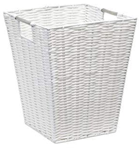 ARPAN Set of 2 White Square Waste Paper Bin White Resin Plastic Strong Square Basket Storage Ideal For Home, Office, Hotels