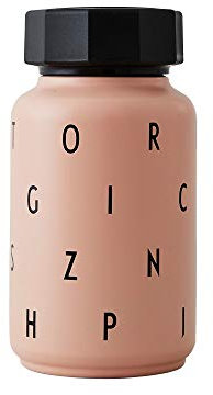 Design Letters Thermo/Isolierflasche mit Strohhalm für Kinder (Nude) - BPA-frei doppelwandiges Vakuum, Edelstahl, Nordisches Design, Ideal für unterwegs, 330 ml, Auslaufsicher, leicht, 204 g.