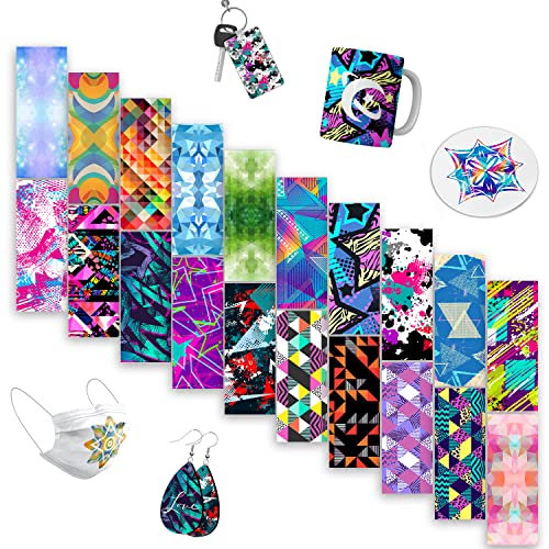 LUCKIGUCK Infusible Transfer Paper Sheets Bundle Pre-Printed Dyed Sublimation Paper Iron on T-Shirt and Mug (Type M, 11.5 * 30.5cm)