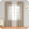 MRTREES Gardinen mit Kräuselband Stores Gardinen Beige kurz transparent 260X140cm (HXB) Schlaufenschals 2er Set Vorhänge in Leinenoptik für Wohnzimmer Schlafzimmer Mädchen Jugend Curtains