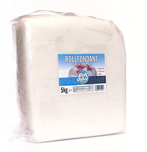 Brotfrei Rollfondant Premium Extra - Weiß 5kg | Flexibel, Elastisch, Reißfest | Ohne Palmfett und Konservierungsstoffe | Glutenfrei, Lactose-Frei, Vegan