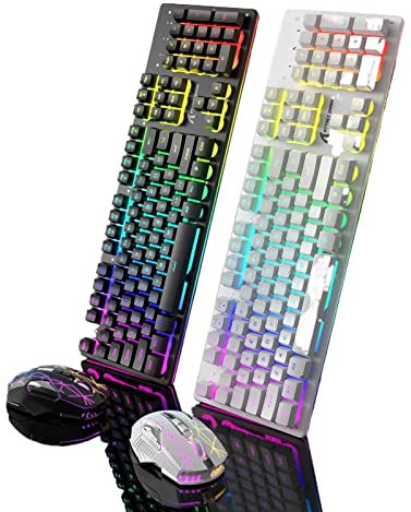 MBETA Ensemble de Souris sans Fil Rechargeable Lumineux téléphone Portable Portable Clavier Souris étui