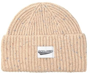 JACK & JONES Herren Gerippte Mütze | Winter Beanie Kopfbedeckung | Hipster Hat JACIVAR, Größen:One Size, Farben:Beige