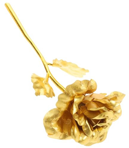 24K Goldene Rose - Ewige Rose Aus Vergoldetem Kunststoff 18Cm FüR Hochzeiten Valentinstag Und Dekoration Einzigartiges Geschenk FüR Besondere AnläSse