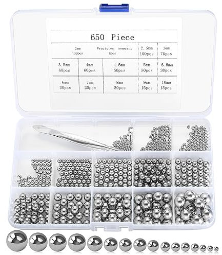 SZSLMY Ball Bearing Balls, 650 Pieces Stainless Steel, Bicycle, Engine, Car, Plane, Boat, Refrigerator, Glass, Bottle Bearings - 2/2.5/3/3.5/4/4.5/5/5.5/6/7/8/9/10mm
