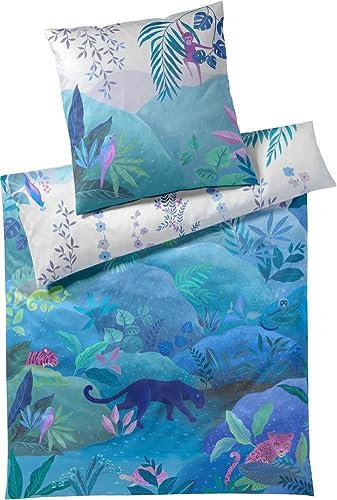 elegante Mako-Satin Bettwäsche Fairytale türkis-grün