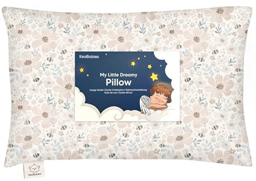 Kopfkissen Kleinkind mit Kissenbezug - Weich Bio Baumwolle Kissen Kinder zum Schlafen - Waschbar Kleinkind Kopfkissen - Kinderkopfkissen für Kleinkinder - Kinderkissen (Flora Vale)