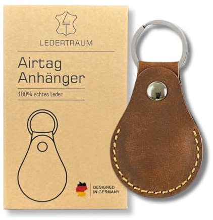 LEDERTRAUM Airtag Anhänger ECHT-Leder in braun, Airtag Schlüsselanhänger aus Leder, Hülle kompatibel mit Apple Airtags (braun)