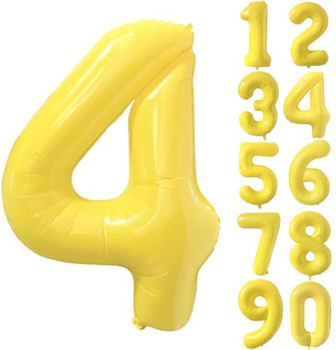 Gelbe Luftballon 40 Zoll Zahlenballon Groß Gelb Luftballon 4 Gelb Geburtstag Ballon Gelbe Folienballon Zahl 4 Helium Ballon 4 Mädchen Jungen Geburtstagsdeko Jubiläum Party Deko