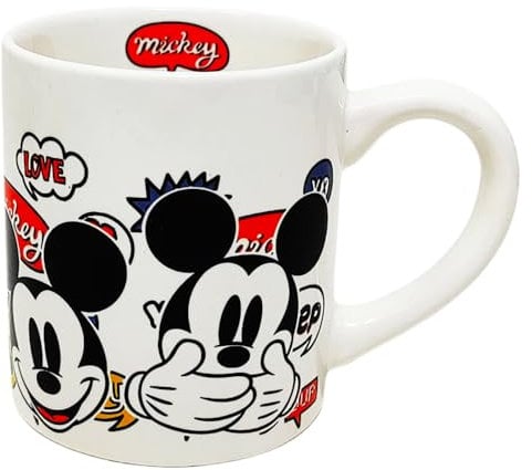 Disney Taza de té de cerámica Mickey Mouse 24 cl Medida 8,5 x 7,5 cm Idea regalo